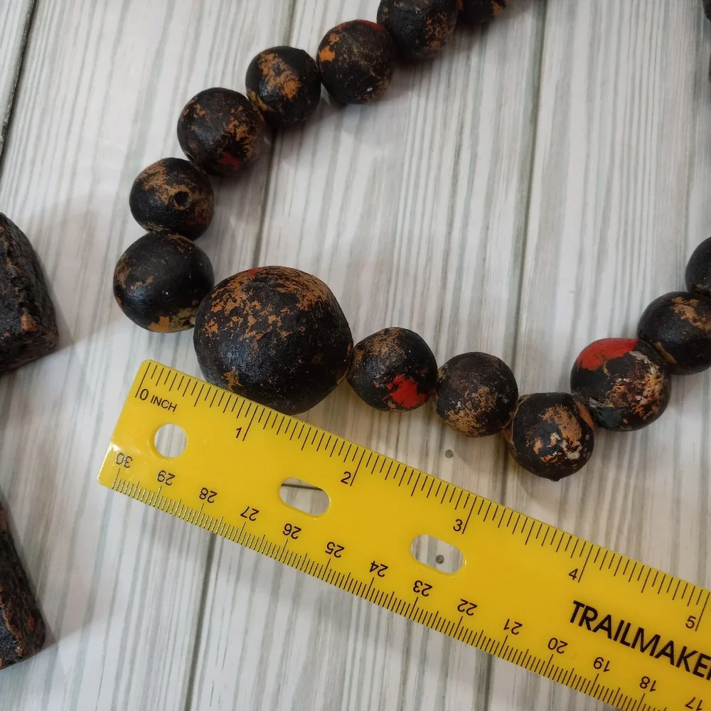 Mexican Clay Pottery Jumbo Rosary Rustic Prayer Beads Decor - Picture 6 of 7